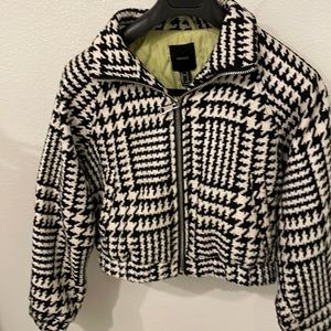 Black houndstooth bomber jacket